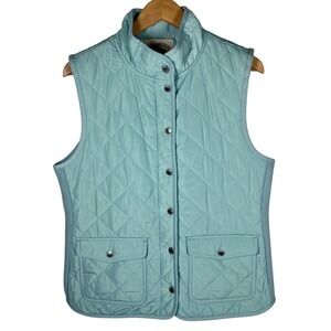 CAMBRIDGE DRY GOODS Quilted Vest Womens L Light Blue Workwear Pockets Cottage